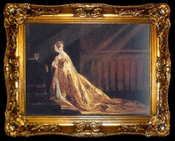 framed  Charles Robert Leslie Queen Victoria in her Coronation Robes, ta009-2